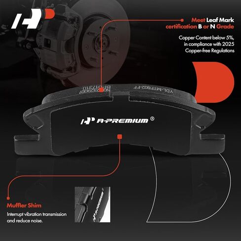 A-Premium Front Ceramic Disc Brake Pads Set Compatible with Mitsubishi Mirage 2014-2015/2017-2020, Mirage G4 2017-2020, 1.2L, 4 Pcs in Saudi Arabia