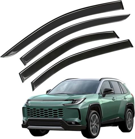 حاجب الرياح لحاجب النافذة، 4 قطع من واقيات المطر الشريطية لسيارة Toyota RAV4 لعام 2026، واقيات تهوية جانبية للنافذة الجانبية للتركيب الخارجي، باللون الأسود in Kuwait
