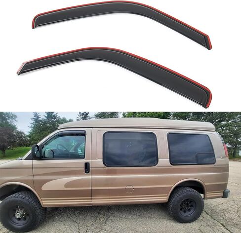 in Channel Window Rain Guards, Compatible with 1996-2024 Chevy Express/GMC Savana 1500/2500/3500, Slim in-Channel Style Smoke/Tinted Acrylic, 2PCS, Side Window Deflectors in Saudi Arabia