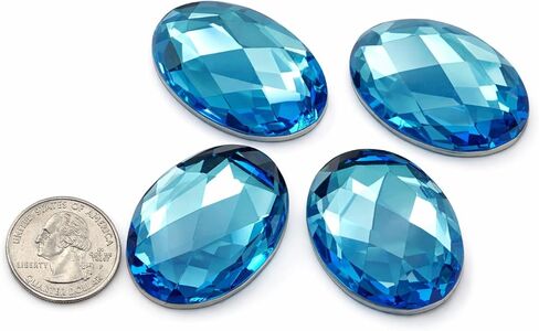 KraftGenius Allstarco 40x30mm Red Ruby H103 Large Flat Back Oval Acrylic Rhinestones Cosplay Costume Gems Plastic Jewels Embelishments DIY Crafts Gemstones - 4 Pieces in Kuwait