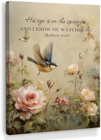 XINCEYWJ Vintage Christian Bird Floral Wall Art Decor, Religious Bible Verse Canvas Art Prints Framed, Floral Bird Scripture Pictures Wall Decorations for Home Bedroom Living Room Church, 11x14 Inches in Saudi Arabia