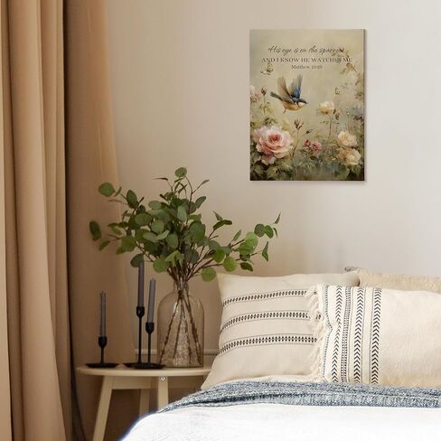 XINCEYWJ Vintage Christian Bird Floral Wall Art Decor, Religious Bible Verse Canvas Art Prints Framed, Floral Bird Scripture Pictures Wall Decorations for Home Bedroom Living Room Church, 11x14 Inches in Saudi Arabia