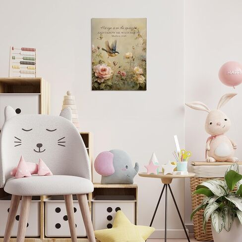 XINCEYWJ Vintage Christian Bird Floral Wall Art Decor, Religious Bible Verse Canvas Art Prints Framed, Floral Bird Scripture Pictures Wall Decorations for Home Bedroom Living Room Church, 11x14 Inches in Saudi Arabia