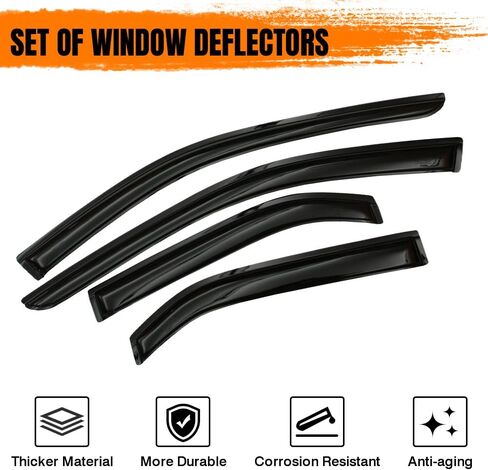 Tape on Window Visor Deflectors, Compatible with 2005-2010 Kia Sportage, Acrylic Smoke Tinted Slim Style Window Rain Guards, Sun Wind Side Vent Visor Set, 4 Pieces in Saudi Arabia