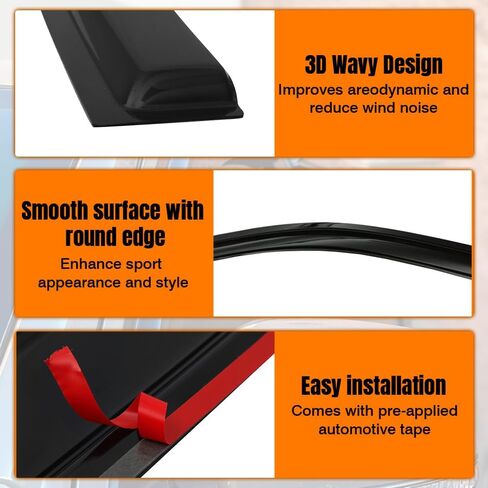 Tape on Window Visor Deflectors, Compatible with 2005-2010 Kia Sportage, Acrylic Smoke Tinted Slim Style Window Rain Guards, Sun Wind Side Vent Visor Set, 4 Pieces in Saudi Arabia
