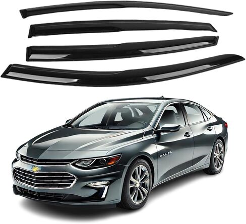 Fits for Chevrolet Malibu 2016 2017 2018 2019 2020 2021 2022 2023 2024; Premier 2mm-Thick, Safe Sun, Rain, Wind Deflector, Front & Rear Window Vent Visors, Protection, Tape-On 4-Pcs Guard Kit in Saudi Arabia