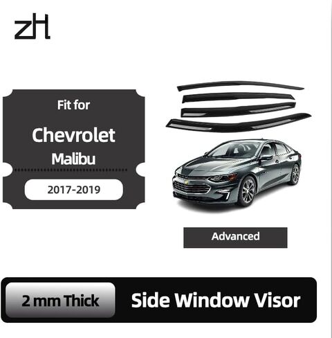 Fits for Chevrolet Malibu 2016 2017 2018 2019 2020 2021 2022 2023 2024; Premier 2mm-Thick, Safe Sun, Rain, Wind Deflector, Front & Rear Window Vent Visors, Protection, Tape-On 4-Pcs Guard Kit in Saudi Arabia