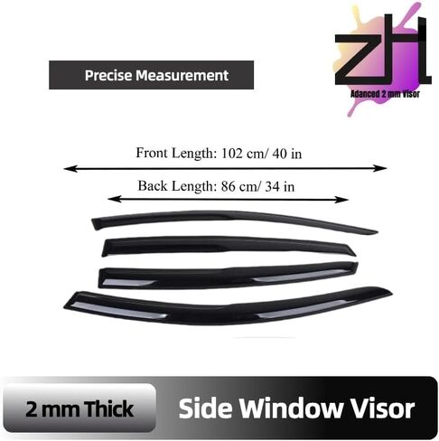 Fits for Chevrolet Malibu 2016 2017 2018 2019 2020 2021 2022 2023 2024; Premier 2mm-Thick, Safe Sun, Rain, Wind Deflector, Front & Rear Window Vent Visors, Protection, Tape-On 4-Pcs Guard Kit in Saudi Arabia