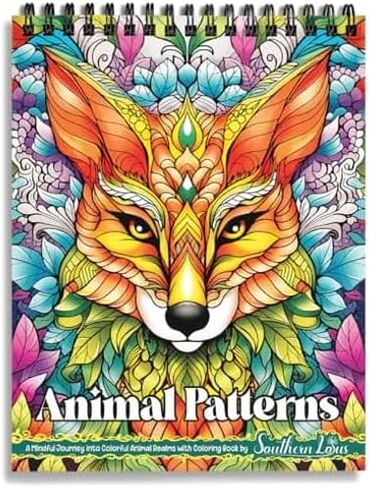 SOUTHERN LOTUS Animal Patterns Spiral Coloring Book Wirebound Hardcover Papers With Relaxing Animals Mandala Drawings Color Pages For Adults Women Seniors Mindfulness Relaxation Anxiety Relief in Kuwait