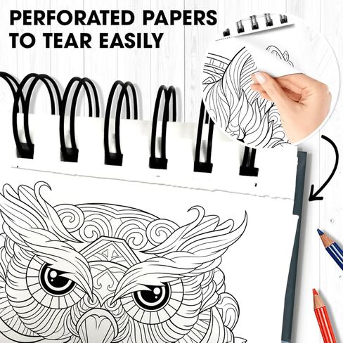 SOUTHERN LOTUS Animal Patterns Spiral Coloring Book Wirebound Hardcover Papers With Relaxing Animals Mandala Drawings Color Pages For Adults Women Seniors Mindfulness Relaxation Anxiety Relief in Kuwait