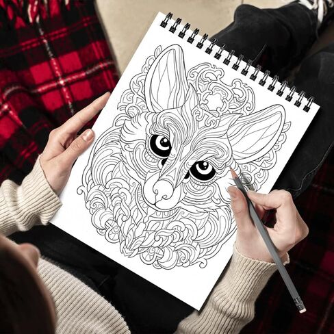 SOUTHERN LOTUS Animal Patterns Spiral Coloring Book Wirebound Hardcover Papers With Relaxing Animals Mandala Drawings Color Pages For Adults Women Seniors Mindfulness Relaxation Anxiety Relief in Kuwait