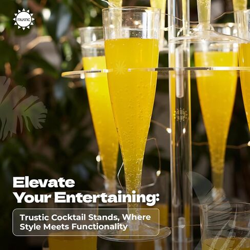 Cocktail Tree Stand, Clear Acrylic Drink Tower, 3 Tier - 12 Holders with Light String for Party For Champagne, Martini, Margarita Cups, 12.4″*21.5″ in Kuwait