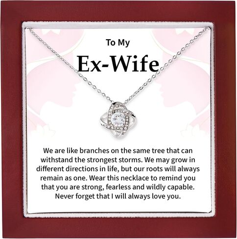To My Ex-wife We Are Like Branches on the Same Tree, Women’s Jewelry Necklace, Ex-wife Gift for Birthday Anniversary Valentine’s Day From Ex-husband, Love Knot Necklace for Women, With Meaningful Message Card and Standard/Luxury Gift Box in Kuwait