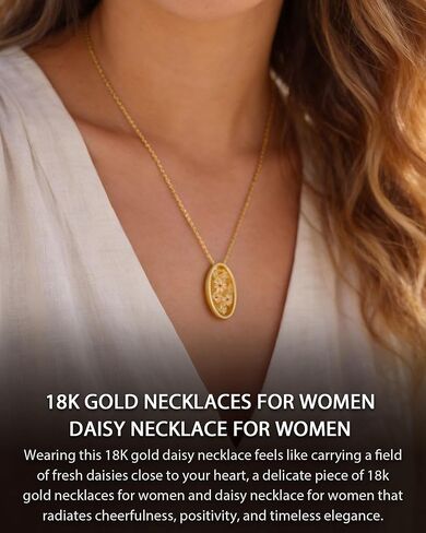 قلادة ديزي للنساء - قلادة ديزي من الفضة الاسترليني المطلية بالذهب عيار 18 قيراط كهدية عيد ميلاد لصديقتك، أو زوجتك، أو الابنة من الأم in Kuwait