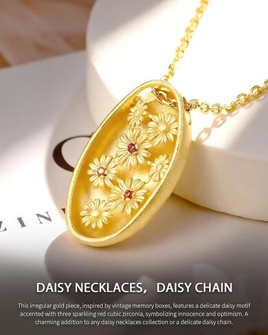 قلادة ديزي للنساء - قلادة ديزي من الفضة الاسترليني المطلية بالذهب عيار 18 قيراط كهدية عيد ميلاد لصديقتك، أو زوجتك، أو الابنة من الأم in Kuwait