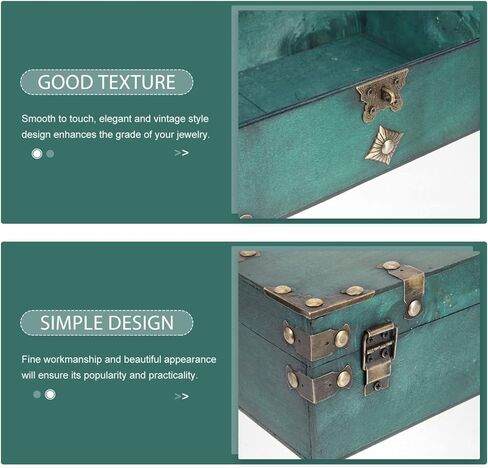 Wooden Box Antique Old Decorative Storage Wooden Jewelry Box Vintage Storage Box Organizer Treasure Chest with Lock for Document Books Jewelry Stash Green Decor in Saudi Arabia