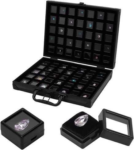 PH PandaHall 70pcs Gemstone Display Box Loose Diamond Storage Boxes 1.1" Black Gem Displays Case Rhinestone Crystal Jars Jewelry Box Container with Metal Clasp for Small Item Organizer Collectibles in Saudi Arabia