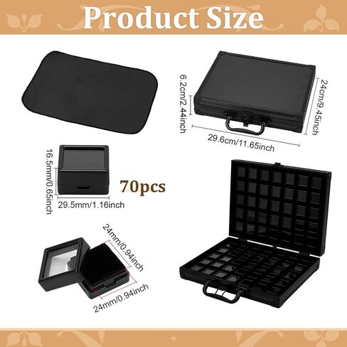 PH PandaHall 70pcs Gemstone Display Box Loose Diamond Storage Boxes 1.1" Black Gem Displays Case Rhinestone Crystal Jars Jewelry Box Container with Metal Clasp for Small Item Organizer Collectibles in Saudi Arabia