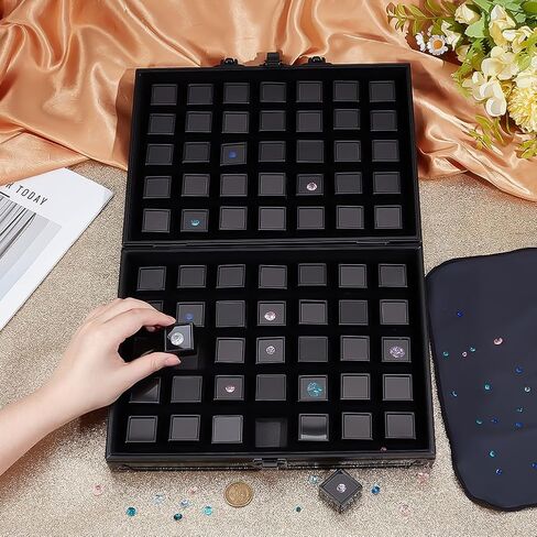 PH PandaHall 70pcs Gemstone Display Box Loose Diamond Storage Boxes 1.1" Black Gem Displays Case Rhinestone Crystal Jars Jewelry Box Container with Metal Clasp for Small Item Organizer Collectibles in Saudi Arabia