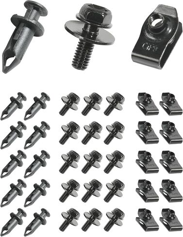 35PCS Automotive Clips,Car Accessories Bumper Clips,Car Body Screws,Engine Cover Guard Screw,Automotive Replavement Bumper Retainer Clip Extruded U-Nuts Kit,Fit for Most Cars,Truck,Sedans in Kuwait