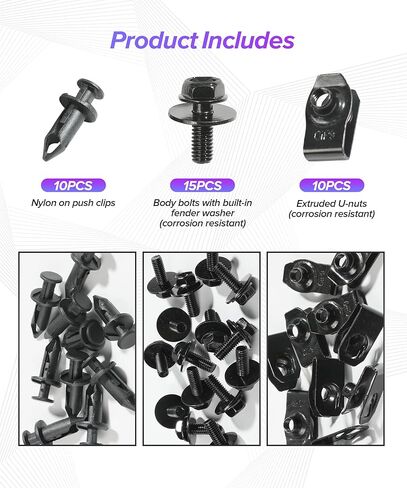 35PCS Automotive Clips,Car Accessories Bumper Clips,Car Body Screws,Engine Cover Guard Screw,Automotive Replavement Bumper Retainer Clip Extruded U-Nuts Kit,Fit for Most Cars,Truck,Sedans in Kuwait