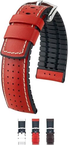 Hirsch Tiger Leather Watch Strap - Calf Leather - Performance Band - Brown, Red, White - 18mm, 20mm, 22mm, 24mm in Kuwait