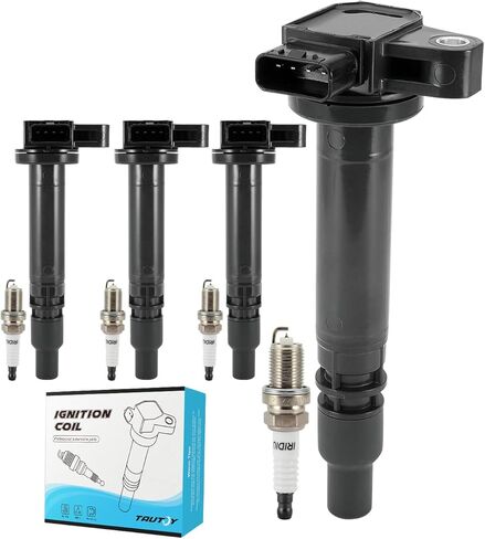Set of 4 UF323 Ignition Coil Pack & Spark Plugs For Toyota 4Runner 1999 2000 2000 2.7L,Tacoma 2000 2001 2002 2003 2004 2.4L 2.7L,#UF-323 90919-02237 90919-01164 C1305 5C1304 E353 52-1690 IC453 in Saudi Arabia