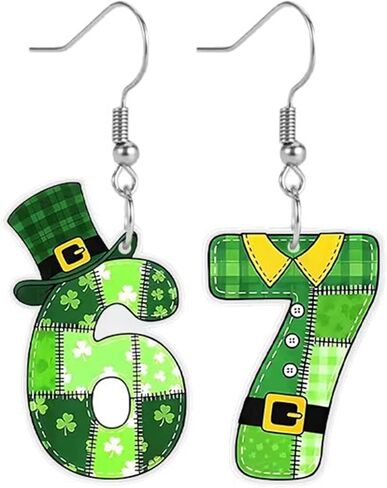 أقراط عيد القديس باتريك 67 للنساء، أقراط متدلية أيرلندية لإكسسوارات عيد القديس باتريك، هدايا مجوهرات أكريليك أيرلندية للنساء المراهقات in Kuwait