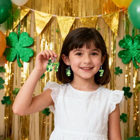 أقراط عيد القديس باتريك 67 للنساء، أقراط متدلية أيرلندية لإكسسوارات عيد القديس باتريك، هدايا مجوهرات أكريليك أيرلندية للنساء المراهقات in Kuwait