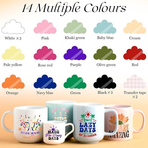 VINYL FROG 40 Sheets Adhesive Vinyl Bundle 12x12 inches Craft Vinyl Pack 40 Assorted Colors Self Adhesive Permanent Vinyl for Home Decorations, Stickers, DIY Mugs, Car Decals in Kuwait