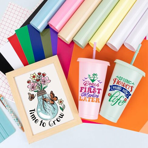 VINYL FROG 40 Sheets Adhesive Vinyl Bundle 12x12 inches Craft Vinyl Pack 40 Assorted Colors Self Adhesive Permanent Vinyl for Home Decorations, Stickers, DIY Mugs, Car Decals in Kuwait