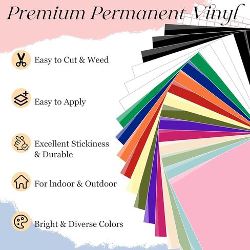 VINYL FROG 40 Sheets Adhesive Vinyl Bundle 12x12 inches Craft Vinyl Pack 40 Assorted Colors Self Adhesive Permanent Vinyl for Home Decorations, Stickers, DIY Mugs, Car Decals in Kuwait