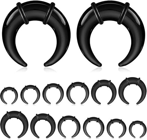 YOFANST 14pcs Glass Pinchers Septum Stretching Kit 14G to 2G C Shape Tapers Horseshoes Ear Gauges Expander Set Nose Stretching Kit Body Piercing Jewelry in Saudi Arabia