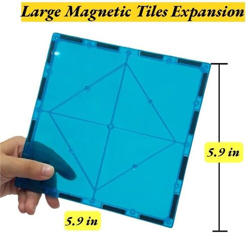 مجموعة بلاط مغناطيسية كبيرة مكونة من 4 قطع مكعبات بناء مربعة الشكل لتعلم العلوم والتكنولوجيا والهندسة والرياضيات ومجموعة المرح للأطفال، مجموعة ألعاب تعليمية للأولاد والبنات من عمر 3 سنوات فما فوق، لعبة بناء بلاط مغناطيسي مربع فقط، مجموعة توسيع in Kuwait