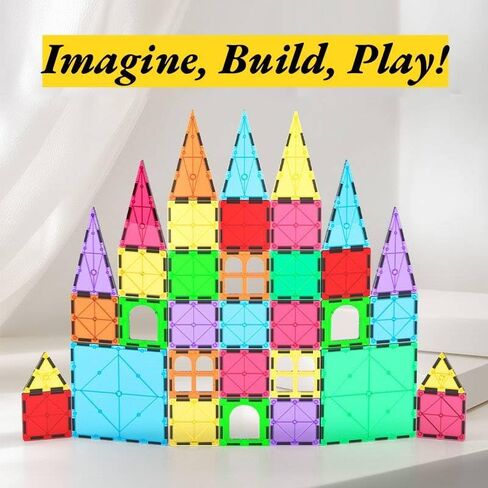 مجموعة بلاط مغناطيسية كبيرة مكونة من 4 قطع مكعبات بناء مربعة الشكل لتعلم العلوم والتكنولوجيا والهندسة والرياضيات ومجموعة المرح للأطفال، مجموعة ألعاب تعليمية للأولاد والبنات من عمر 3 سنوات فما فوق، لعبة بناء بلاط مغناطيسي مربع فقط، مجموعة توسيع in Kuwait