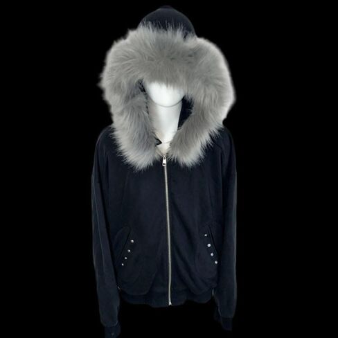 Mens Graphic Hoodies Streetwear Oversized Fur Jacket,womens Black Zip Up Hoodie Punk Rivets Sweatshirt Y2k Emo Hoodie in Saudi Arabia