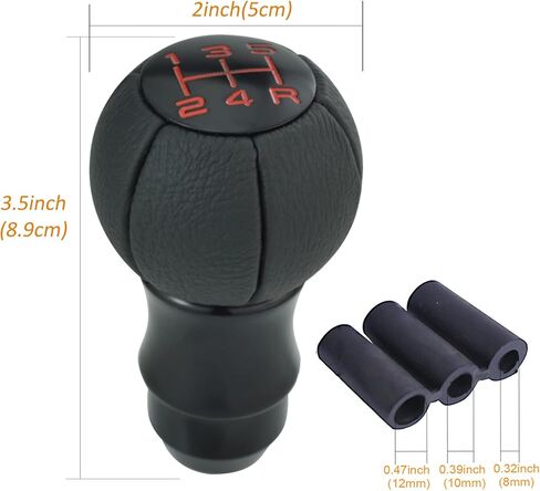 Arenbel 5 Speed Leather Shifter Grip Stick Knob Ball Shape Car Gear Shift Lever Handles Fit Most Auto Manual Transmissions, Black in Saudi Arabia