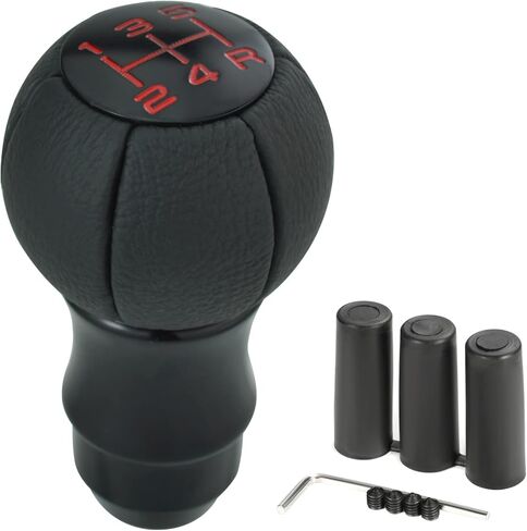 Arenbel 5 Speed Leather Shifter Grip Stick Knob Ball Shape Car Gear Shift Lever Handles Fit Most Auto Manual Transmissions, Black in Saudi Arabia