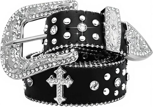 Rhinestone Belt for Men Women Sparkly Bling Diamond Sequin Studded Belt Western Cowgirl Cowboy Belt in Saudi Arabia