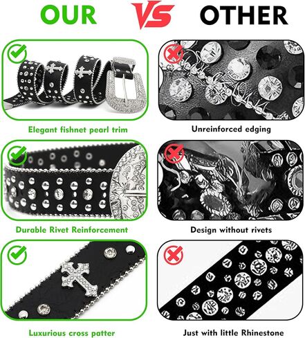 Rhinestone Belt for Men Women Sparkly Bling Diamond Sequin Studded Belt Western Cowgirl Cowboy Belt in Saudi Arabia