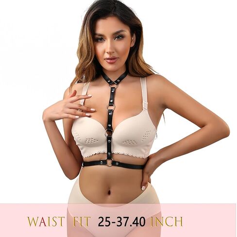Body Harness Belt Women's Upper Body Bondage Restraint Bdsm straps Sexy PU Leather Harness, Adjustable Bondage Set, Gothic Punk Waist Belt, Festival Rave Outfit, Cosplay Accessories in Kuwait