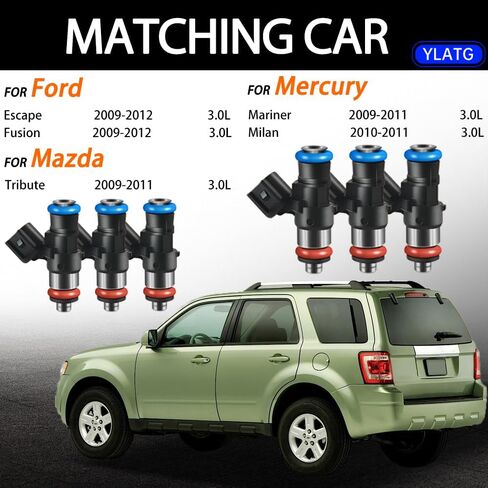 حاقن الوقود YLATG لفورد إسكيب 2009-2012، فيوجن 2009-2012. لمازدا تريبيوت 2009-2011. لميركوري مارينر 2009-2011، ميلان 2010-2011 3.0L 0280158189 (6 قطعة) in Kuwait