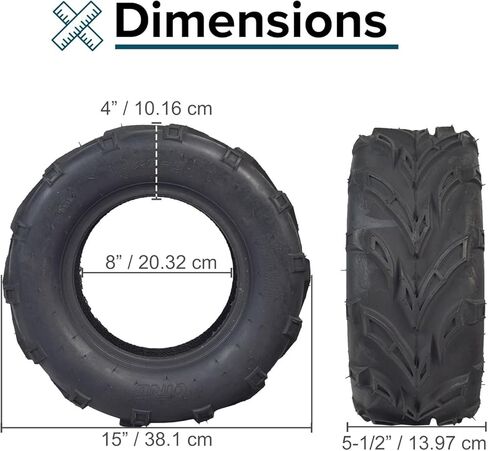 إطار خلفي بديل من AlveyTech لمركبة Coleman KT196 ATV (مجموعة من 2) - مقاسات بديلة 16x6-8 إطارات هوائية بدون أنبوب، تصميم على شكل حرف V، جر فائق، دراجات ترابية، سكوتر، دراجة صغيرة، عجلتان in Saudi Arabia