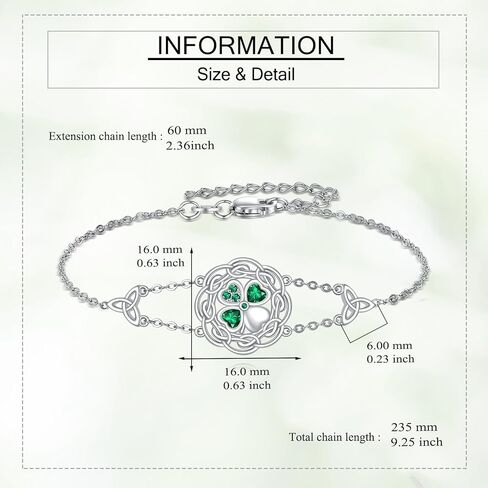 YAFEINI Celtic Shamrock Bracelet 925 Sterling Silver Irish Knot Bracelet Shamrock Jewelry Gifts for Women in Saudi Arabia