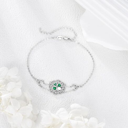 YAFEINI Celtic Shamrock Bracelet 925 Sterling Silver Irish Knot Bracelet Shamrock Jewelry Gifts for Women in Saudi Arabia