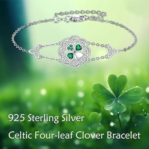 YAFEINI Celtic Shamrock Bracelet 925 Sterling Silver Irish Knot Bracelet Shamrock Jewelry Gifts for Women in Saudi Arabia