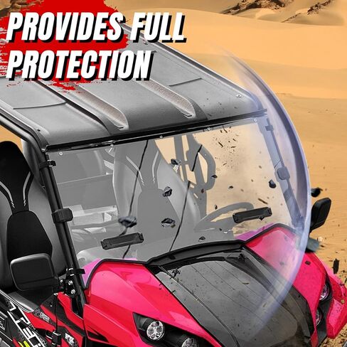 A & UTV PRO Front Full Vented Windshield for Kawasaki Teryx 800 / Teryx4 800 2016-2025, Dustproof Clear Poly Window Adjustable Vents full Windscreen for Kawasaki Teryx Teryx4 Accessories in Saudi Arabia