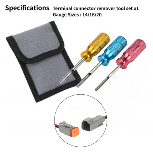 Deutsch Terminal Removal Key Tool, 14/16 / 20 AWG DT, DTM, DTP Terminal Release Tool Kit, 3 Pieces - Car Vehicle, Wiring Connector, Harness, Socket, Plugs, Pins, Mechanics in Kuwait