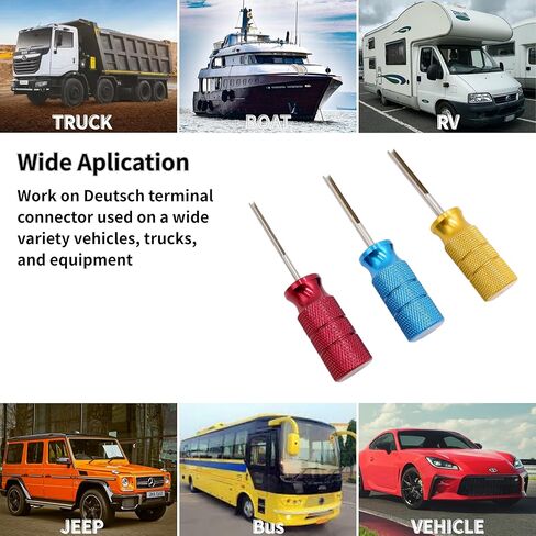 Deutsch Terminal Removal Key Tool, 14/16 / 20 AWG DT, DTM, DTP Terminal Release Tool Kit, 3 Pieces - Car Vehicle, Wiring Connector, Harness, Socket, Plugs, Pins, Mechanics in Kuwait