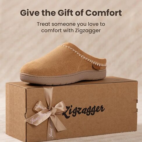 شبشب بدون كعب للسيدات من Zigzagger، حذاء منزلي مريح من الجلد السويدي للاستخدام الداخلي/الخارجي مع إسفنج يحتفظ بالشكل، شبشب مريح بدون كعب (إكرو، مقاس 10) in Kuwait